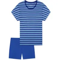 Schiesser Pyjama 'Casual Essentials' bleu / bleu foncé