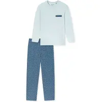 Schiesser Pyjama long 'Comfort Nightwear' bleu marine / bleu clair / blanc cassé