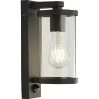 Searchlight 1-flamme OUTDOOR WALL/PORCH LIGHT avec PIR - noir avec verre clair