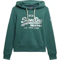Superdry Femme Coton Métallique Vintage Logo Sweat À Capuche, Vert, Taille: 38