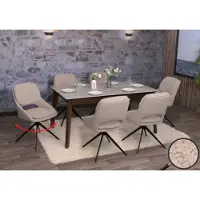 Mendler Ensemble de 6 chaises de salle à manger HWC-N73, chaises de cuisine, pivotantes avec système de retour automatique, revêtues en tissu bouclé (540g/m²), couleur beige