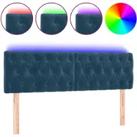 vidaXL Tête de lit LED bleu foncé 144x7x78/88 cm velours