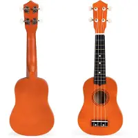 Ecotoys Guitare ukulélé en bois pour enfants avec 4 cordes en nylon