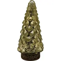 Clayre & Eef Décoration de Noël avec éclairage LED Sapin de Noël Ø 8x16 cm Verre doré