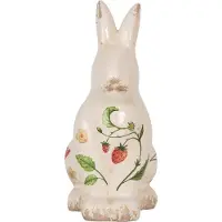 Clayre & Eef Figurine de décoration Lapin 13x10x21 cm Beige Céramique Fraise
