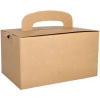 Papstar Lunch box "pure", avec poignée, marron en carton, épaisseur : 424 g/qm, pliable, Contenant à usage unique, Marron