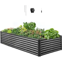 Vevor Potager Surélevé Métal 240x120x60 cm Carré Potager Surélevé Galvanisé Lit de Jardin Fond Ouvert Bac de Jardinage pour Culture de Légumes Fleurs Herbes Aromatiques Plantes Grasses