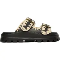 Mou pour femme. MU.SW661001N Sandales noires à deux boucles (37), 1 à 3 cm, Casuel