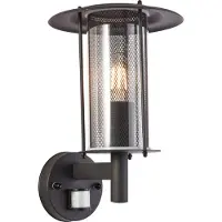 Brilliant Applique murale d'extérieur noire DETROIT | Applique murale d'extérieur sur pied avec détecteur de mouvement | IP44 | 1 douille E27, max. 20 W | Métal/plastique