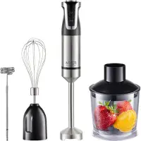Adler Mixeur Portable 5 en 1 AD4627B, 20 Vitesses, Mixeur Professionnel, 1500W, Fonction Turbo, Multifonctionnel pour Broyage, Mixage, Mélange, Hachage et Fouettage d'Œufs, Capacité 700ml/600ml