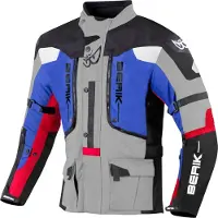 Berik Veste de moto textile imperméable 3 en 1 Dakota, noir/gris/bleu/rouge, taille 54