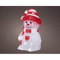 Detexpol Autres marques Décoration LED Bonhomme de neige 13,3x16,8x25,2 cm Acrylique rouge blanc