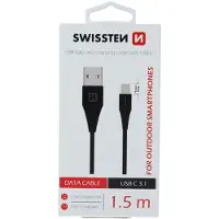Swissten Câble de données USB/USB-C 3.1 1,5 m noir