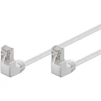Goobay 96063 Câble patch CAT 5e 2x 90° coudé, F/UTP, blanc, 2 m - CCA cuivre mélangé, 2x RJ45 mâle 90° (8P8C)