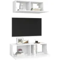 vidaXL Ensemble de 2 armoires TV blanc en bois composite