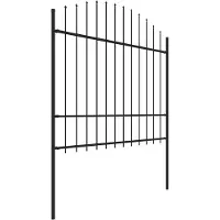 vidaXL Clôture de jardin avec fer de lance Acier 1070 x 175 cm Noir