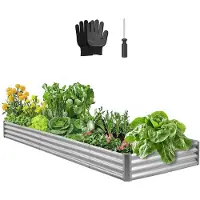 Vevor Potager Surélevé Métal 360x120x29 cm Carré Potager Surélevé en Galvalume Lit de Jardin Fond Ouvert Bac de Jardinage pour Culture de Légumes