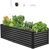 Vevor Potager Surélevé Métal 180x90x60 cm Carré Potager Surélevé Galvanisé Lit de Jardin Fond Ouvert Bac de Jardinage pour Culture de Légumes Fleurs Herbes Aromatiques Plantes Grasses