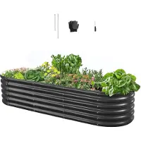 Vevor Potager Surélevé Métal 200x60x42 cm Carré Potager Surélevé Galvalume Lit de Jardin Ovale Bac de Jardinage Fond Ouvert pour Culture Légumes Fleurs Herbes Aromatiques Plantes Grasses
