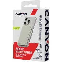 Canyon OnCharge 505, Powerbank, 5.000 mAh, in : USB-C, sortie : USB-C PD 20W + Wireless Magsafe 15W, ultra-rapide, sans fil