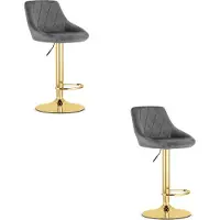 Leobert Hocker KAST - velours gris / base dorée x 2