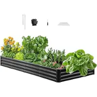 Vevor Potager Surélevé Métal 240x120x29 cm Carré Potager Surélevé Galvalume Lit de Jardin Fond Ouvert Bac de Jardinage pour Culture de Légumes Fleurs Herbes Aromatiques Plantes Grasses