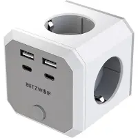 BlitzWolf Bw-ec2 8 In 1 Power Cube 4xac/2 X Usb-a/2 X Usb-c Blanc