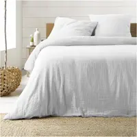 Douceur D`Interieur Parure de lit - - ANGELIA - Gaze de coton - 240 x 220 cm - Blanc