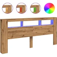 vidaXL Tête de lit LED Chêne Artisan 220x18,5x103,5 cm Bois composite