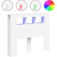 vidaXL Tête de lit LED Blanc 120x18,5x103,5 cm Bois composite