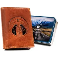 Peterson Grand portefeuille en cuir pour homme avec signe du zodiaque en relief -