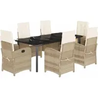 vidaXL Ensemble de jardin 7 pièces avec coussins Beige Poly rotin