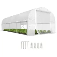 Outsunny Serre 6 x 3 x 2 m, serre en plastique avec 8 fenêtres, protection anti-UV et porte