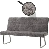 MCW Banc -G55, Banc de salle à manger, inox brossé Tissu/Textile Chenille Öko-Tex, 180cm ~ gris foncé