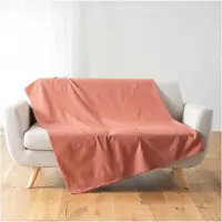 Douceur D`Interieur Plaid enroulable 180 x 220 cm polycoton Lucile Vert Vieux rose