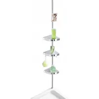 Wenko Étagère de douche télescopique angle 3 tablettes 2 crochets et miroir - brillant