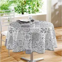 Douceur D`Interieur Nappe Ronde - D 160 Cm - Pvc - Persane - Gris