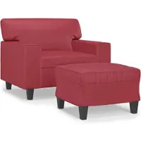 vidaXL Fauteuil avec pouf vin rouge 60 cm similicuir