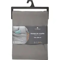 Atmosphera Housse de couette 1 personne gris - 140 x 200 cm