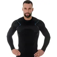 Noname Hommes, T-shirt fonctionnel, Bluza termoaktywna Brubeck Thermo Sweatshirt - black/blue rozmiar: s (S), Bleu, Noir, S