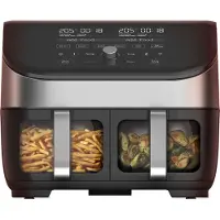 Instant Pot Friteuse à air chaud Pot Vortex Plus Dual ClearCook, 1700 W, Capacité 7,6 litres, Clear Cook, Écran numérique, Deux paniers amovibles, 6 fonctions de cuisson, Noir/Argent