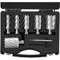 Vevor Assortiment de Fraises à Carotter 6PCs Fraise Annulaire Attaches Weldon Diamètre 25-50,8 mm Profondeur de Perçage 50,8 mm en Acier Rapide HSS Accessoires pour Perceuse Magnétique Perçage Métaux