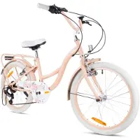 Sun baby Vélo pour enfant Flower Bike 20 pouces pour filles, vélo pour enfants à partir de 6 ans, 6 vitesses Shimano, freins V-Brake, porte-bagages, catadioptres