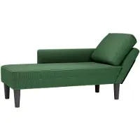 vidaXL Chaise longue avec coussin Vert foncé Tissu velours côtelé