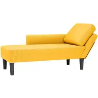 vidaXL Chaise longue avec coussin jaune clair tissu velours côtelé