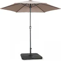 Oviala Parasol droit inclinable 3m et 4 dalles à lester remplissables taupe - Matera