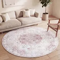 FRAAI Tapis rond vintage - Lago Rose | Ø 240 cm | Rond | Tissage plat