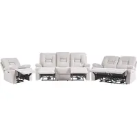 Beliani Ensemble De Salon Électrique Inclinable En Velours Beige Avec Led Et Port Usb Bergen