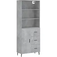 vidaXL Highboard gris béton 69,5x34x180 cm Bois composite
