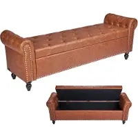 Vevor Banc Coffre en Cuir PU 166 cm